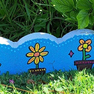 garden signs, Painted Landscape Brick, garden decor, unique