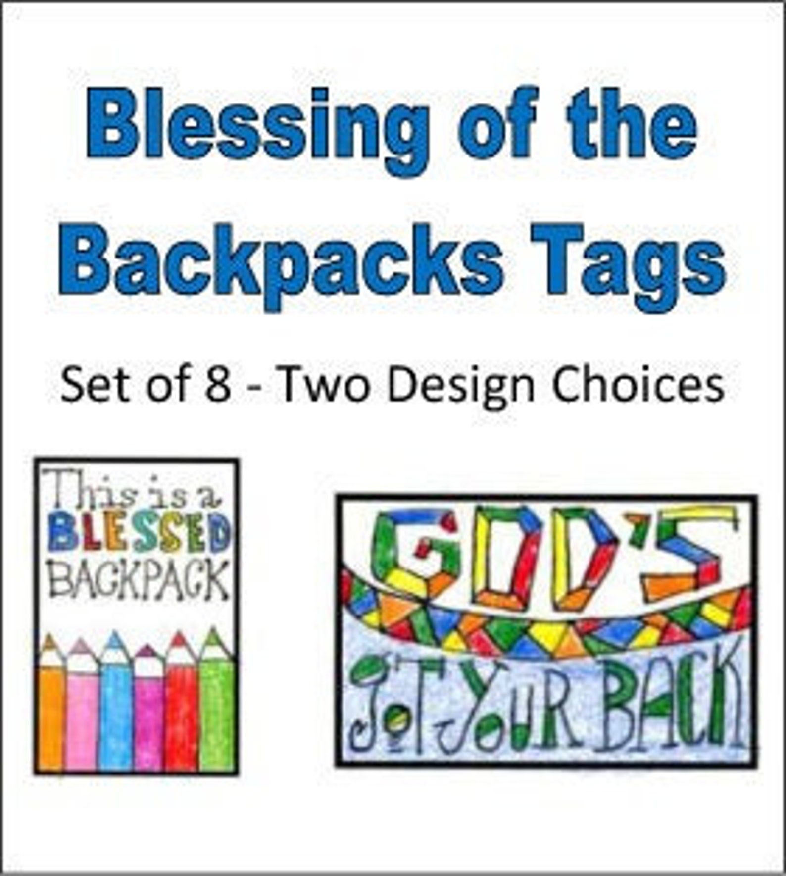 Blessing of the Backpack Tags Set of 8 Etsy