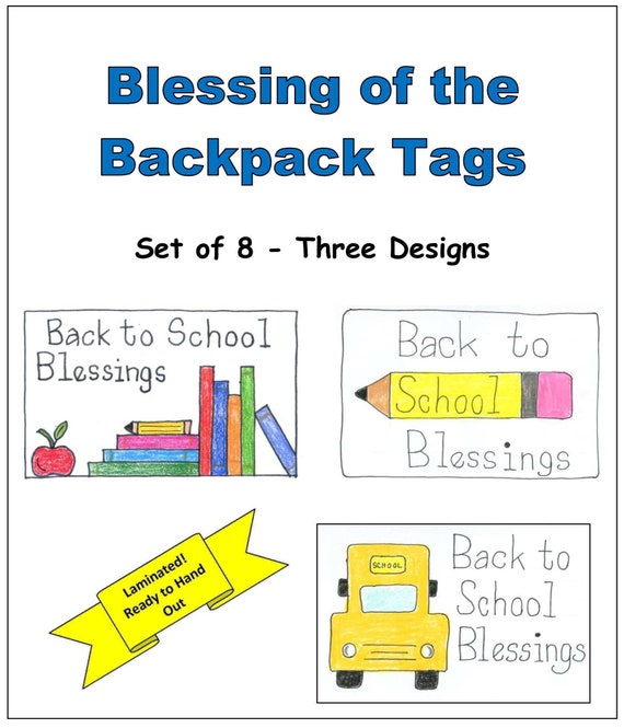 Blessing of the Backpack Tags Set of 8 Tags Three 3 Etsy