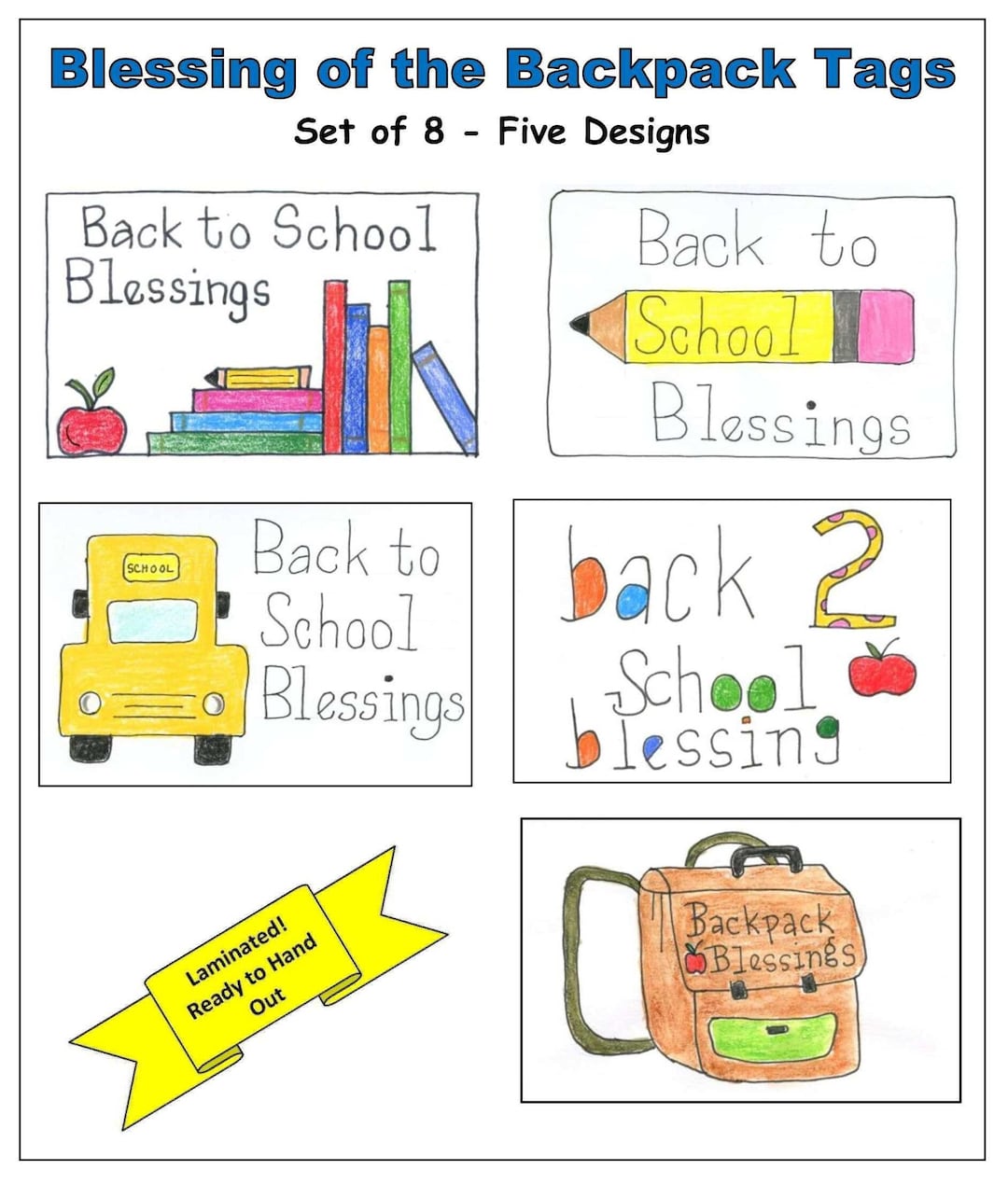 Blessing of the Backpack Tags Set of 8 Tags Five 5 Etsy
