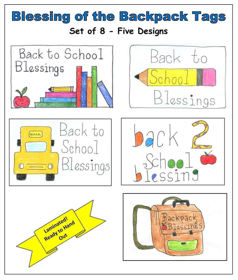 Blessing of the Backpack Tags Set of 8 Tags Five 5 - Etsy