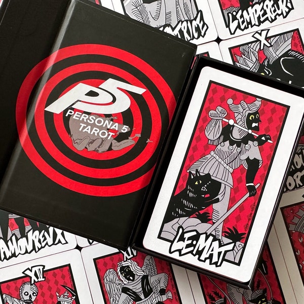 Persona 5 Tarot Collection Edition: 22 Arcani Maggiori+2 carte artistiche, carta artigianale con bordo rosso placcato, carta da collezione di giochi