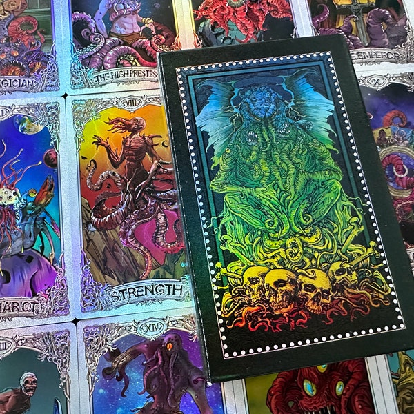 Cthulhu Mythology Dark Arts Tarot Deck - Amazing Glowing Tarot Cards with 78 Cards Inspired by H.P. Lovecraft's Work