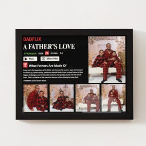 Modello Dadflix, Modello per la Festa del Papà, Modello Dadflix modificabile, L'amore di un padre, Modello Canva per poster di film, 2 modelli