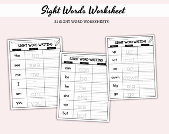 Kindergarten Sight Words Worksheets: 130 Words, 21 Pages (PDF Download)