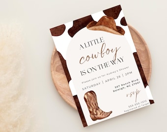 Editable Cowboy Baby Shower Invitation: Western Theme (Digital Download 5x7" Template)