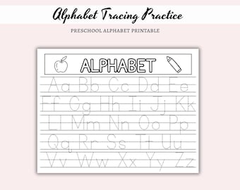 Preschool Alphabet Tracing Worksheet: Handwriting Practice (Digital Download)