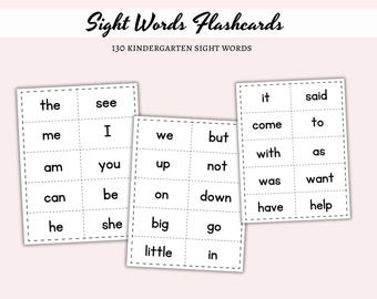 Kindergarten Sight Words Flashcards: Homeschool Printable (PDF Download)