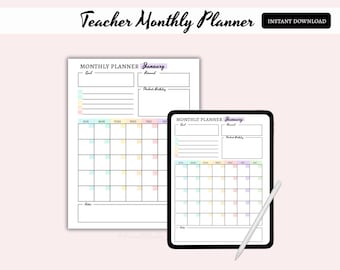 Printable Educator Planner: Teacher Monthly Planner Template (PDF Download)