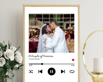Custom Wedding Song Template, Spotify Style Wedding Photo Print, Personalized Couple Music Poster, Anniversary Gift for Husband Wife