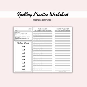 Spelling Practice Printable Worksheet, Foldable Practice Spelling Template, Sight Words Practice Spelling Test, Homeschool Worksheet