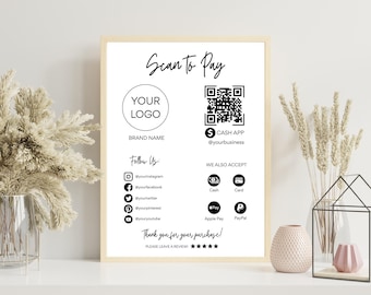 Editable Scan to Pay Template: QR Code Sign (Digital Download, 5x7 & 8x10 in