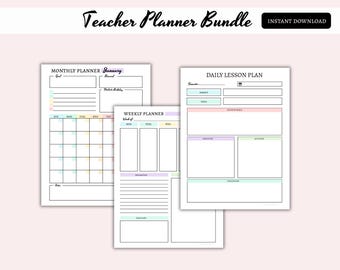 Printable Teacher Planner Bundle: Monthly, Weekly & Daily Lesson Planning Templates (PDF Download)