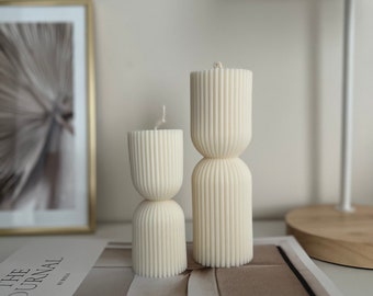 Grooved candle, grooved candle, pillar candle, vegan candle, decorative candle, Christmas gift idea, wavy candle, spiral candle, pillar candle