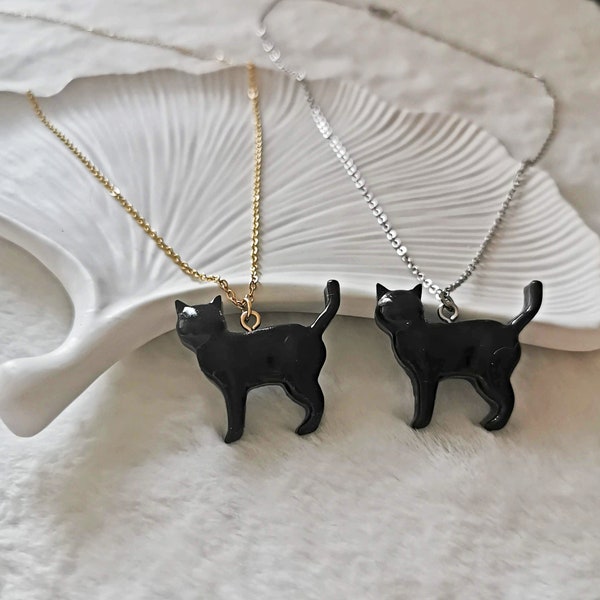 Black Cat Necklace | Halloween Necklace | Resin Necklace | Resin Jewelry | Handmade | Goth Necklace | Black Cat