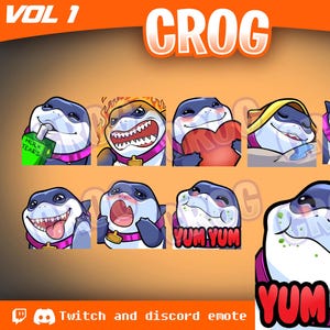 Twitch Emote | 8x Cute Twitch Emotes Package | jeff the shark Emote | meme emote