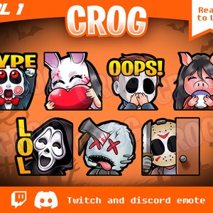 Twitch-emote | 7x schattig horrorpakket Dead by Daylight-emoties | Jason Emote | horror-emote | DBD-emote