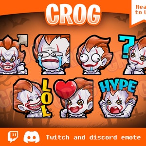 Emote Pennywise / Pacchetto 7x Emote Twitch Horror Carine / Emote DBD / Emote Carina