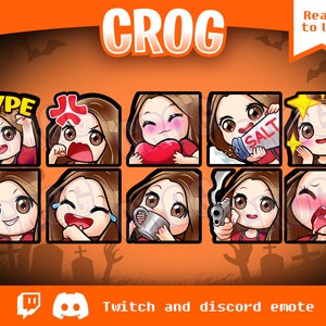 Twitch emotikona ładny brązowy włos chibi emotikona pakiet