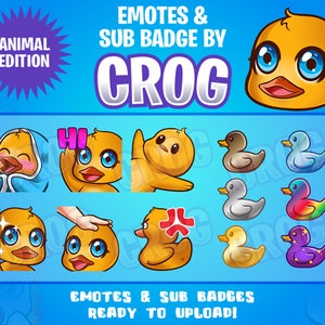 Cute Duck Twitch Emote and Sub Badge Bundle