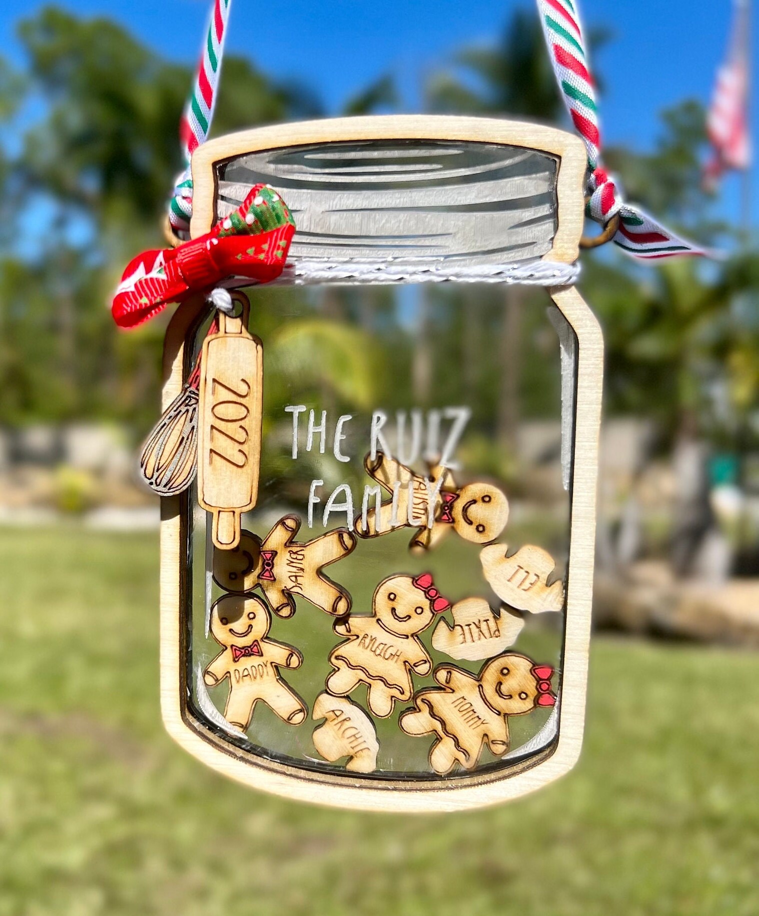 Adorable Gingerbread Cookie Mason Jar Personalized Family Keepsake Ornament