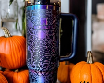 Laser Engraved Spiderweb Stanley Tumbler Gothic Halloween Cup 30oz or 40oz