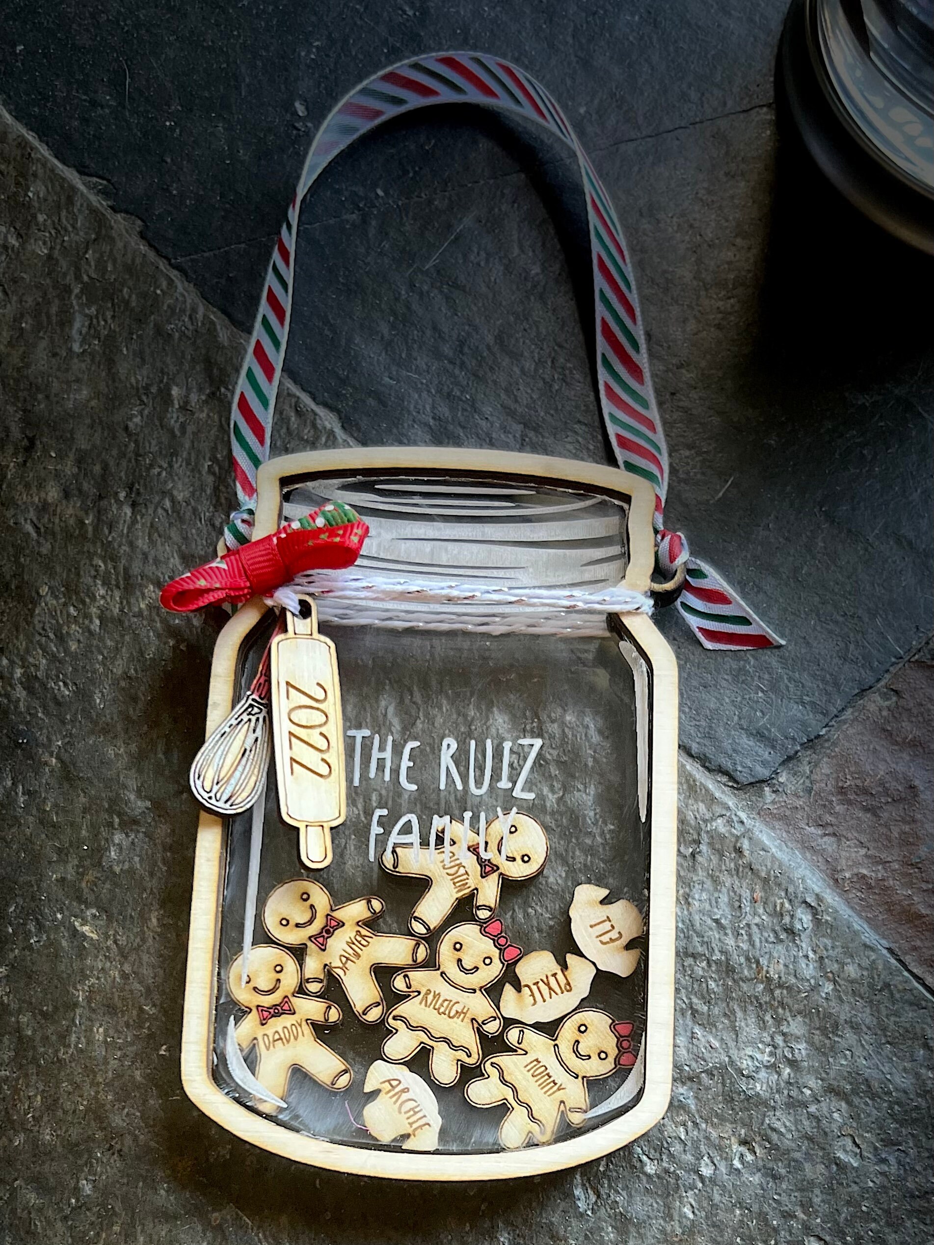 Adorable Gingerbread Cookie Mason Jar Personalized Family Keepsake Ornament