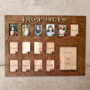 Pre-K Through Graduation School Years Picture Frame with 3-D Name 16x20 frame holds standard wallet size for PK-12 & 5x7 for Grad pic
