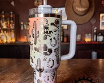 Grawerowany laserowo kubek Stanley Tumbler w stylu western cowboy (30 uncji lub 40 uncji)