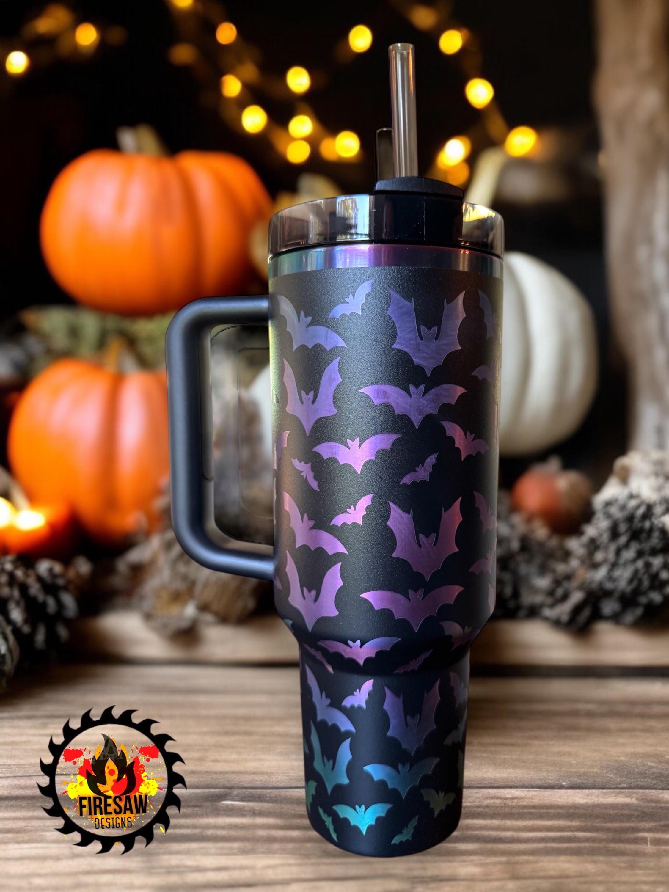 Stanley Travel Quencher: Halloween Spooky Bat Laser Engraved