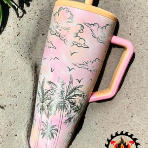 Brumate Era Tumbler: Tropical Palm Beach Laser Engraved Wrap (30 or 40oz)