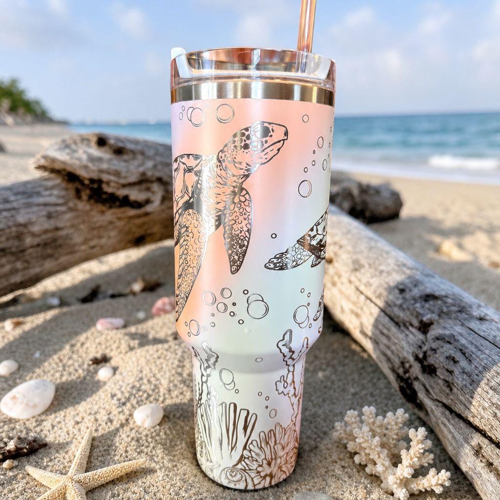 Laser Engraved Sea Turtle Stanley Tumbler 30 or 40oz Travel Cup - Etsy