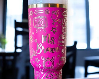 Personalized Stanley Teacher Doodles Engraved Travel Tumbler 30 or 40oz