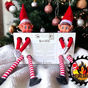 Postal de elfo navideño de bienvenida: uno o dos elfos, decoración navideña, elfo de bienvenida, elfo navideño 2023