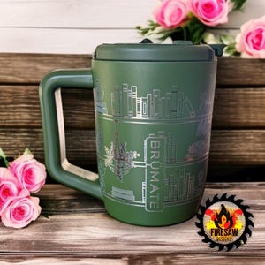 Book Lover Brumate Tumbler: Bookshelf & Succulent Laser Engraved 15oz