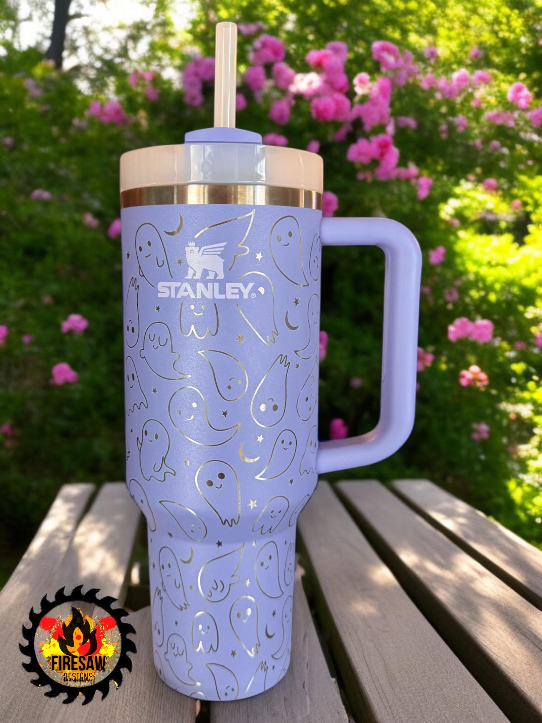 Laser Engraved Stanley Tumbler: Ghost Halloween Travel Quencher