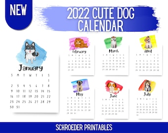 monthly dog calendar etsy denmark