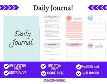 Daily Journal for Busy Moms, printable journal, morning pages, habit, journaling, digital download