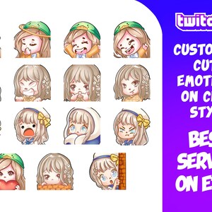 5x Custom Premium Twitch Sub Emoticon / Twitch Sub Badges, Bit Badges for streamer / youtube, Twitch, Discord / Cute Chibi anime style