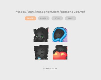 Twitch Emotes Black Cat, Twitch Emote Pack Kawaii