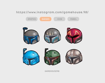 Casco mandaloriano twitch Badges, Twitch Badges Pack Kawaii