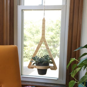 Wooden Hanging Planter - Modern Geometric Plant Holder