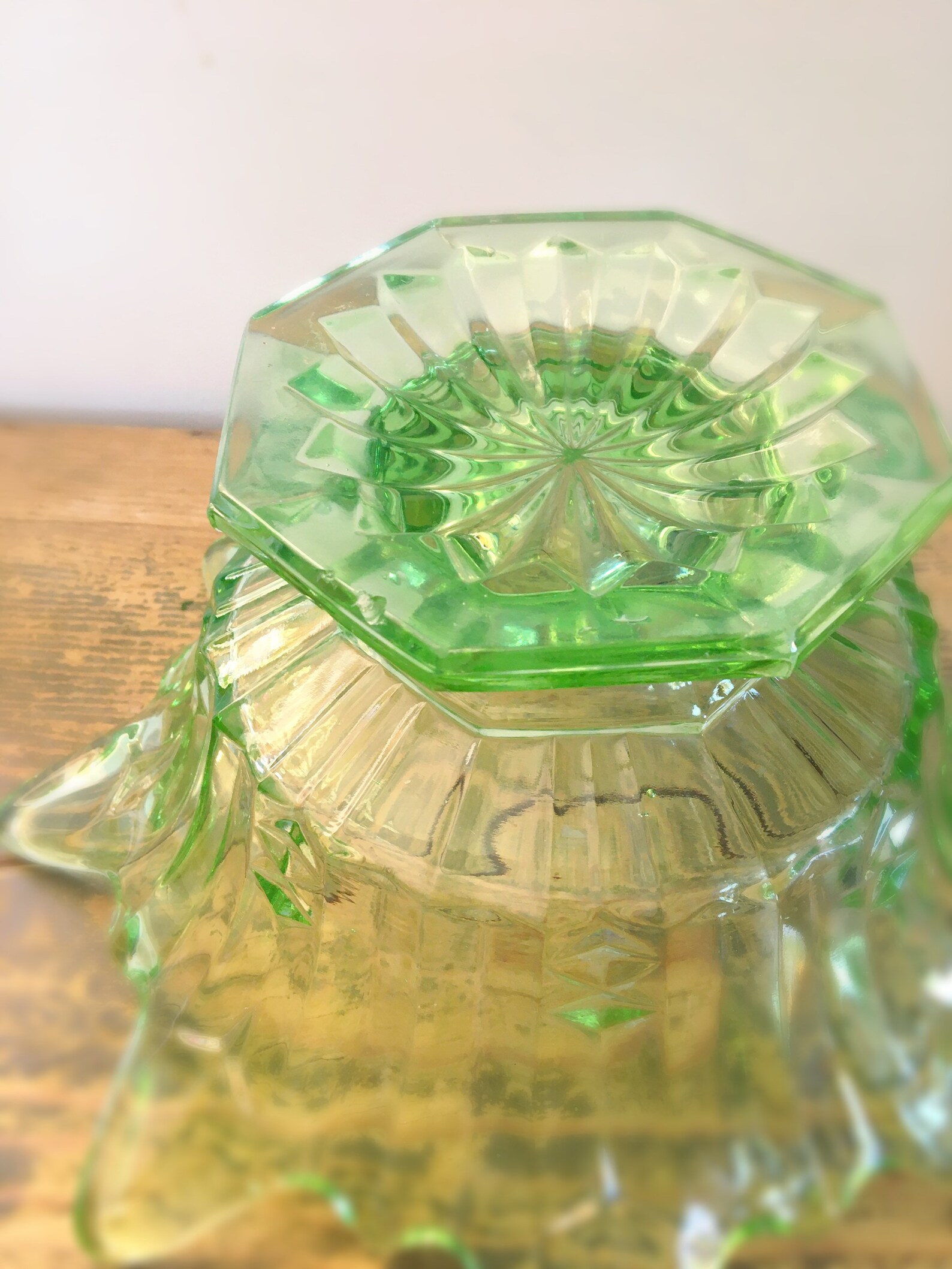Art Deco Green Glass Splash Bowl Large 1930s Glass Bowl Etsy