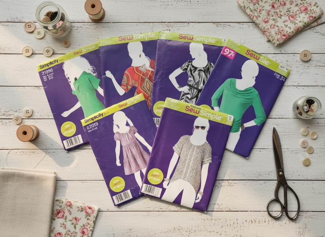Simple Basic Pattern Sewing Easy Sewing Patterns Bundle | Sew Simple Tops & Dresses | Unused ...