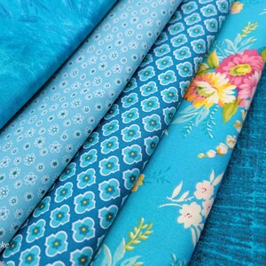 Blue Turquoise Bliss Selection Cotton Fabric – Pre-Cut by Yard, 1/2, or 1/4