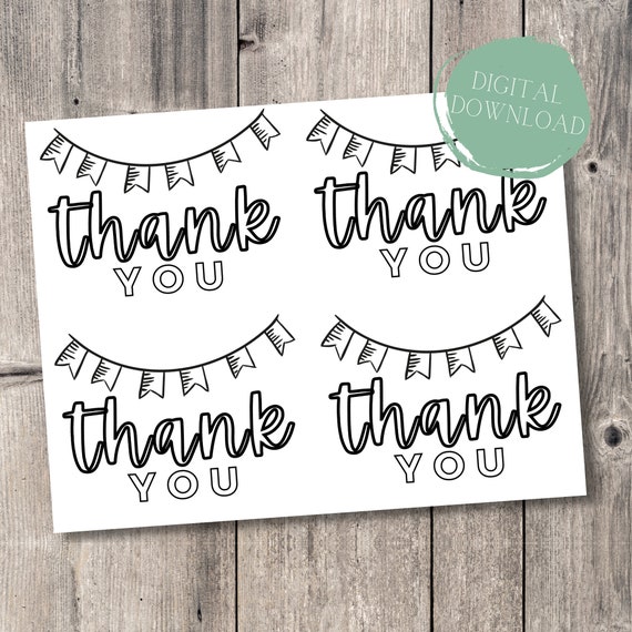 Thank You Printable Postcard to Color Child's Coloring | Etsy