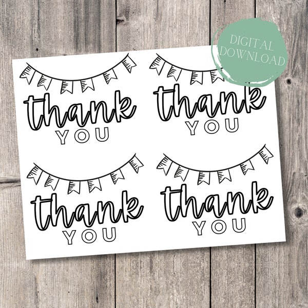 Thank You Printable Postcard to Color | Child's Coloring Postcard | Thank You Card | Digital Download