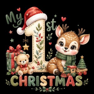 Mijn eerste kerst PNG (digitale download) Baby's eerste kerst