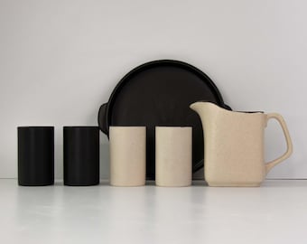 The Indian Rose - Jug Mug- Black and White Pitcher Set with 4 glasses