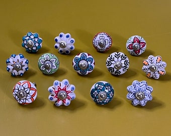 The Indian Rose - Ceramic Designer Knobs set of 6